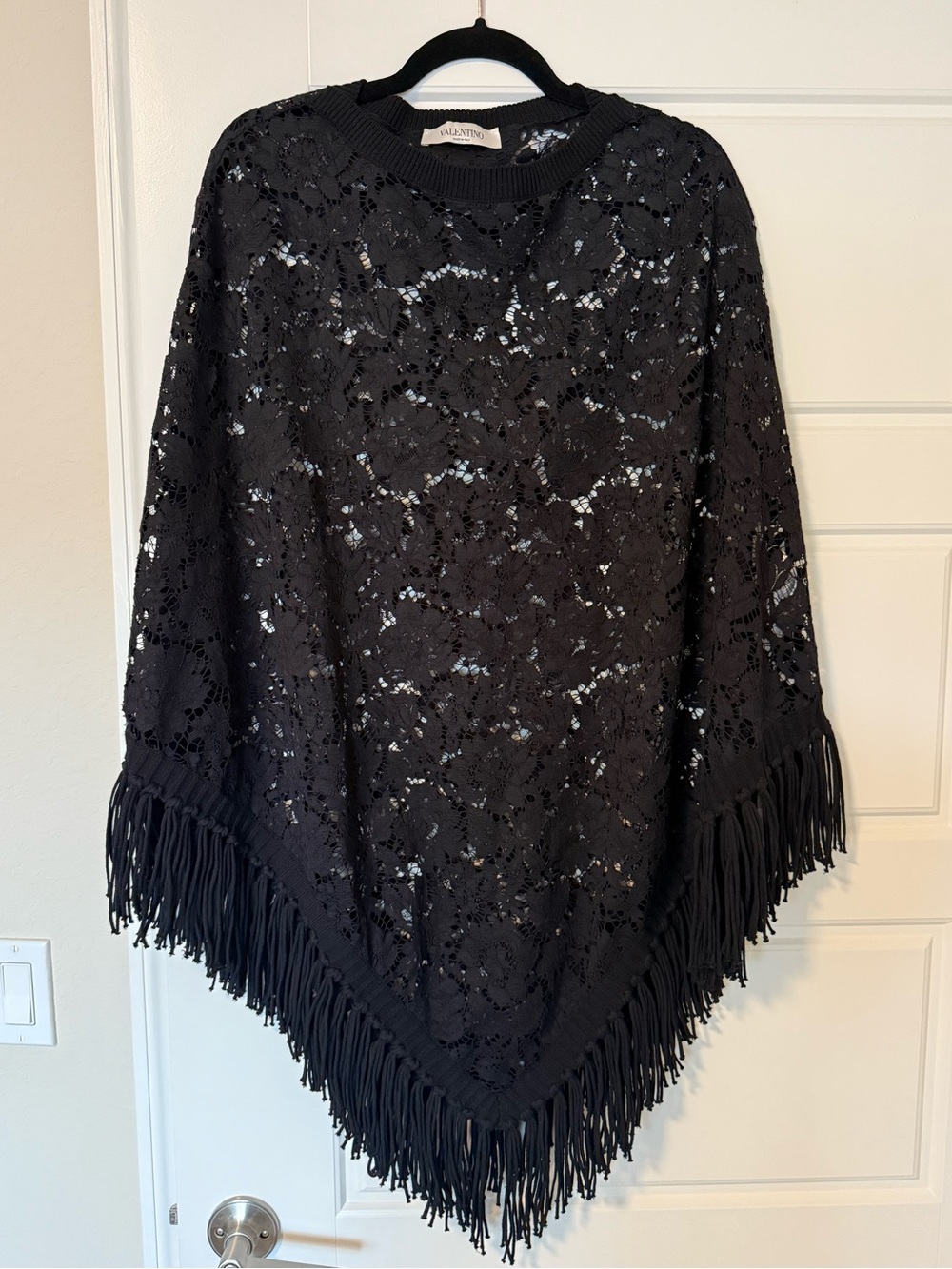 Valentino Black Lace Fringe Cape
